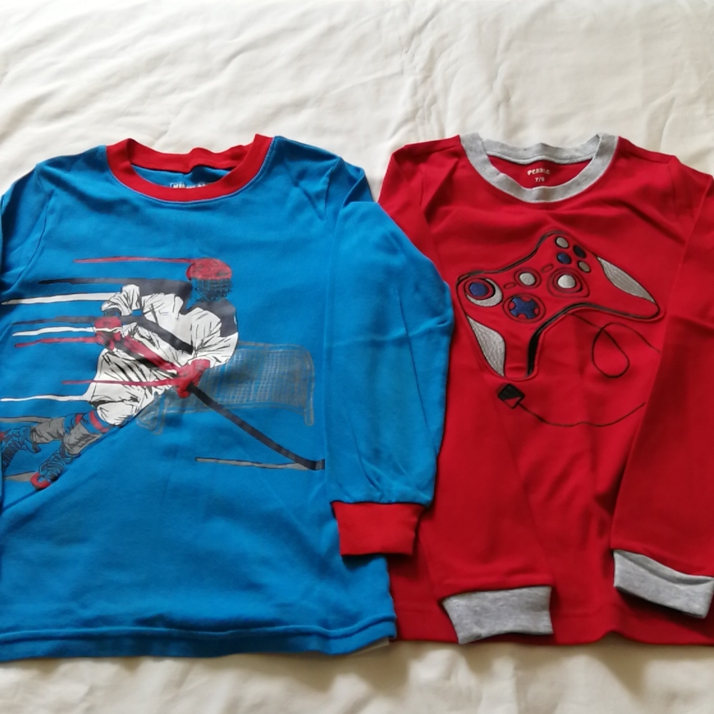 2 Boy7 Long sleeve PJ shirts